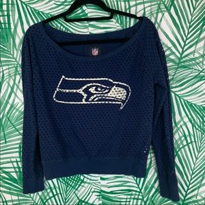 NFL Tops - NFL Seahawks mesh cropped off shoulder top size S NFL Tops - NFL Seahawks mesh cropped off shoulder top size S